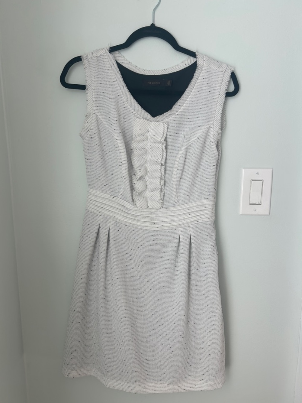 Sleeveless Textured Ruffle Front Dress